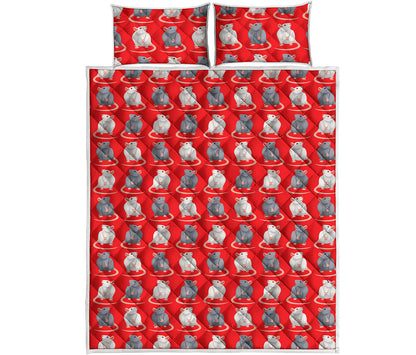 Chinese Rat Zodiac Pattern Print Quilt Bed Set