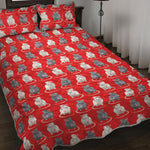 Chinese Rat Zodiac Pattern Print Quilt Bed Set