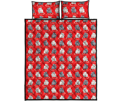 Chinese Rat Zodiac Pattern Print Quilt Bed Set