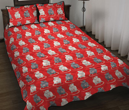 Chinese Rat Zodiac Pattern Print Quilt Bed Set