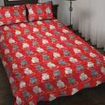 Chinese Rat Zodiac Pattern Print Quilt Bed Set