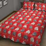 Chinese Rat Zodiac Pattern Print Quilt Bed Set