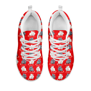 Chinese Rat Zodiac Pattern Print White Sneakers