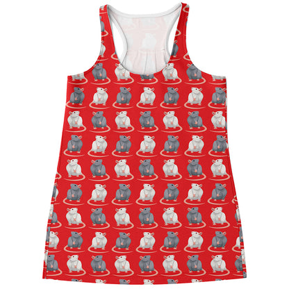 Chinese Rat Zodiac Pattern Print Women's Racerback Tank Top