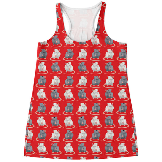Chinese Rat Zodiac Pattern Print Women's Racerback Tank Top