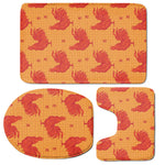 Chinese Rooster Pattern Print 3 Piece Bath Mat Set