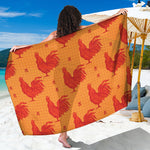 Chinese Rooster Pattern Print Beach Sarong Wrap