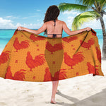 Chinese Rooster Pattern Print Beach Sarong Wrap
