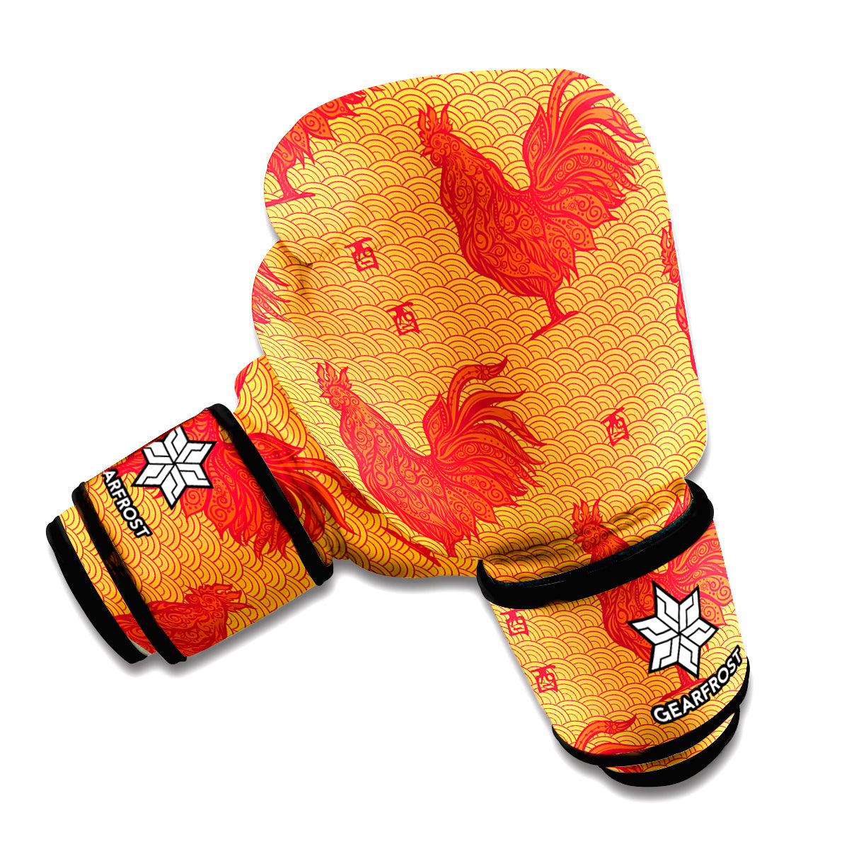 Chinese Rooster Pattern Print Boxing Gloves