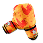 Chinese Rooster Pattern Print Boxing Gloves