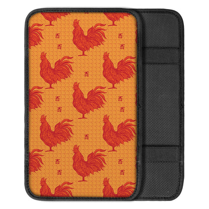 Chinese Rooster Pattern Print Car Center Console Cover