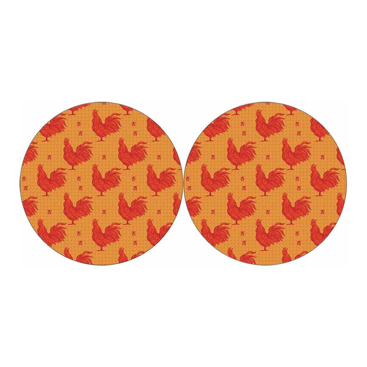 Chinese Rooster Pattern Print Car Coasters