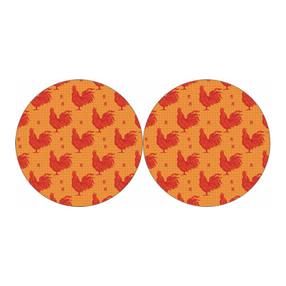 Chinese Rooster Pattern Print Car Coasters