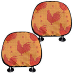 Chinese Rooster Pattern Print Car Headrest Covers