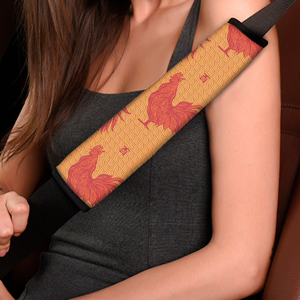Chinese Rooster Pattern Print Car Seat Belt Covers