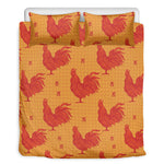 Chinese Rooster Pattern Print Duvet Cover Bedding Set