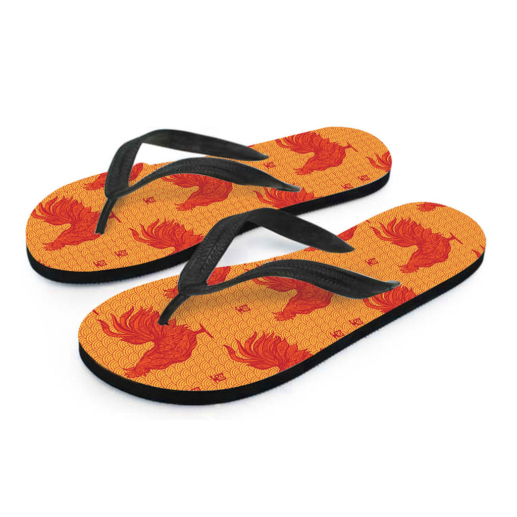 Chinese Rooster Pattern Print Flip Flops