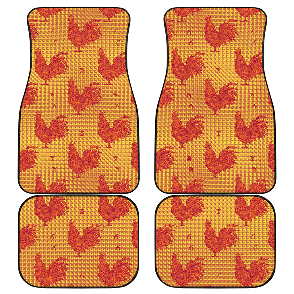 Chinese Rooster Pattern Print Front and Back Car Floor Mats