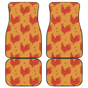 Chinese Rooster Pattern Print Front and Back Car Floor Mats