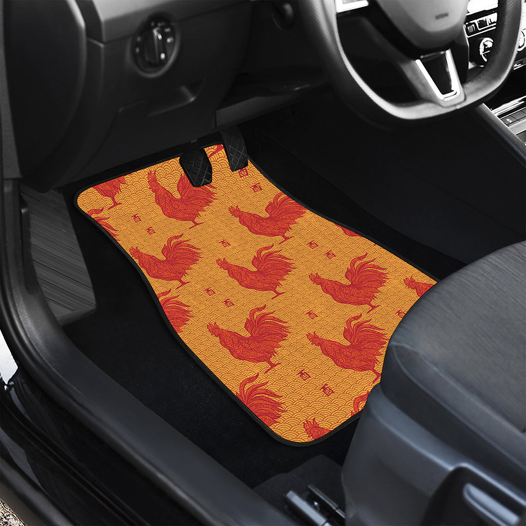 Chinese Rooster Pattern Print Front and Back Car Floor Mats