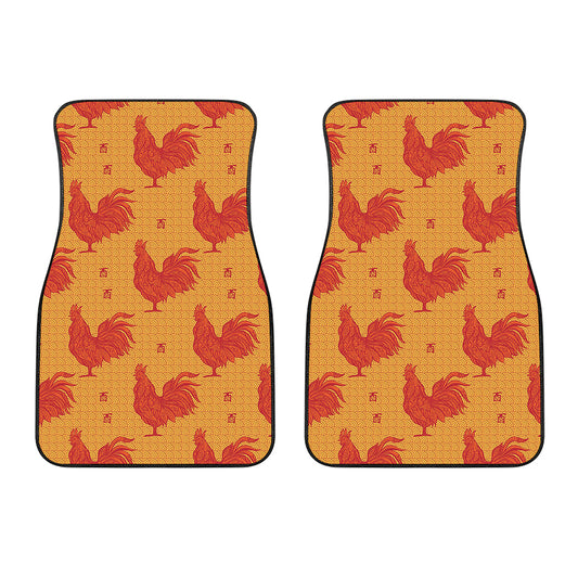 Chinese Rooster Pattern Print Front Car Floor Mats
