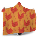 Chinese Rooster Pattern Print Hooded Blanket