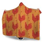 Chinese Rooster Pattern Print Hooded Blanket