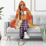 Chinese Rooster Pattern Print Hooded Blanket