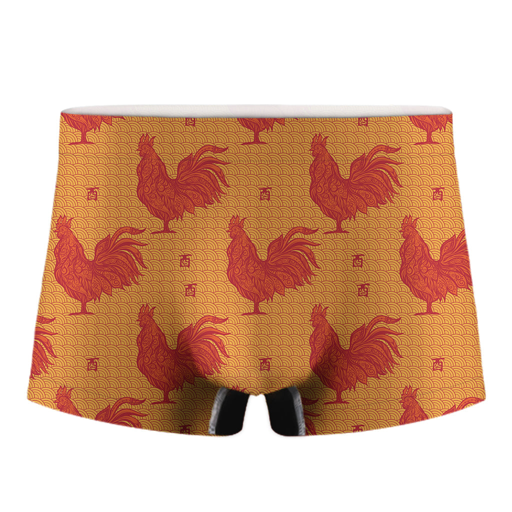 Chinese Rooster Pattern Print Men's Boxer Briefs