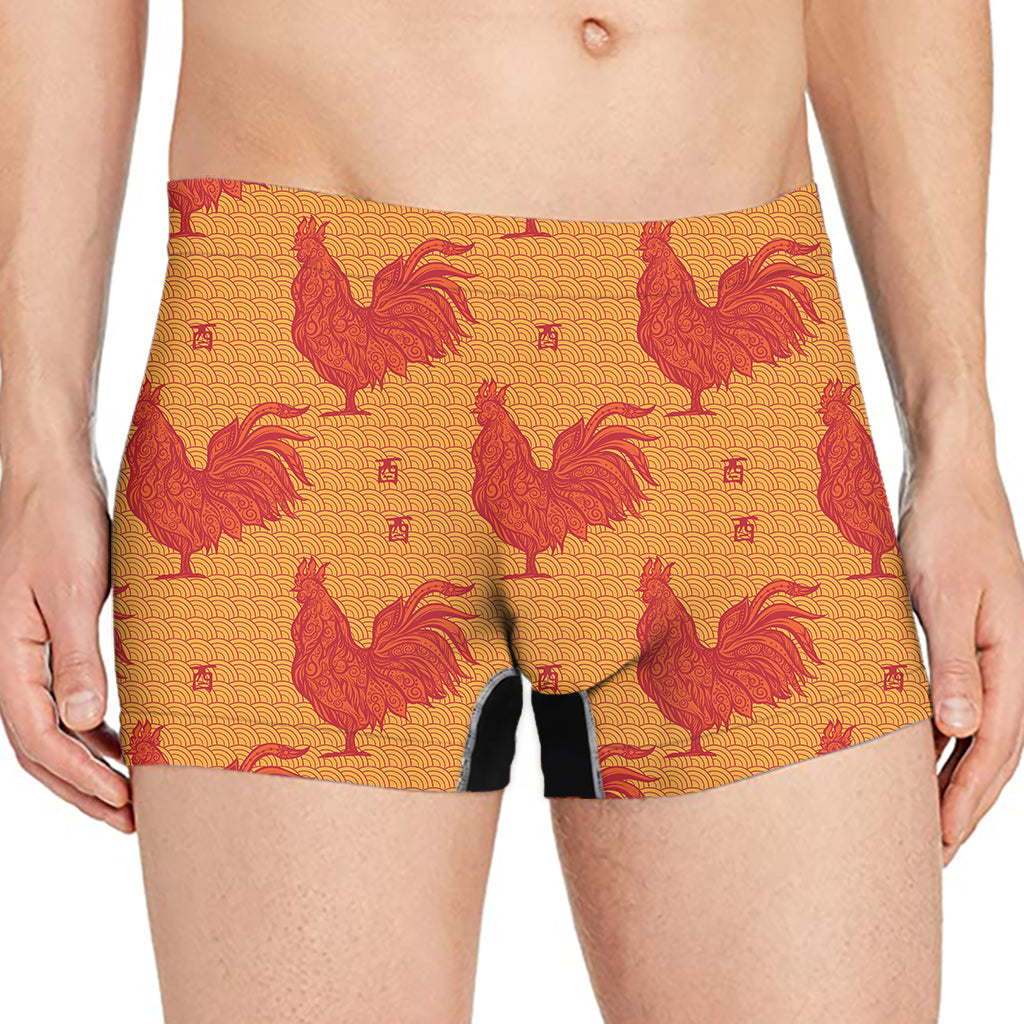 Chinese Rooster Pattern Print Men's Boxer Briefs