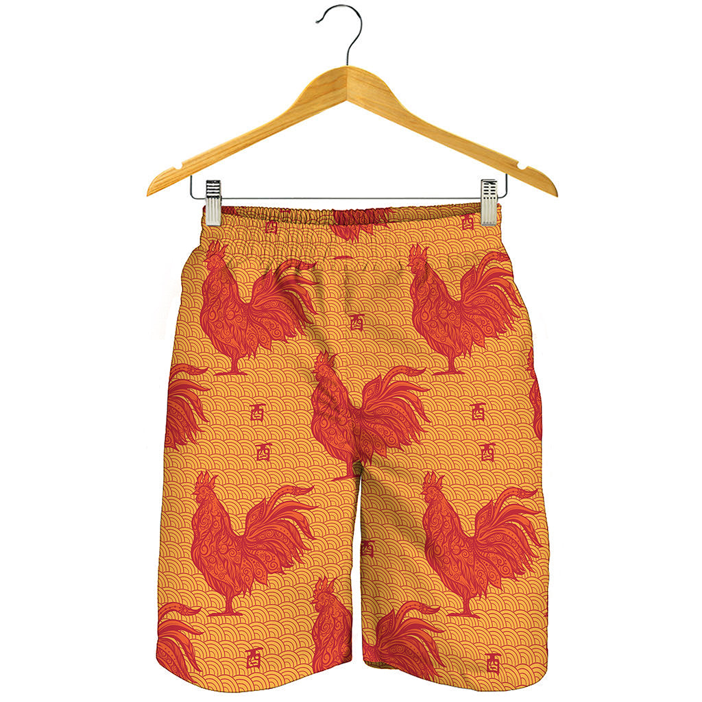 Chinese Rooster Pattern Print Men's Shorts