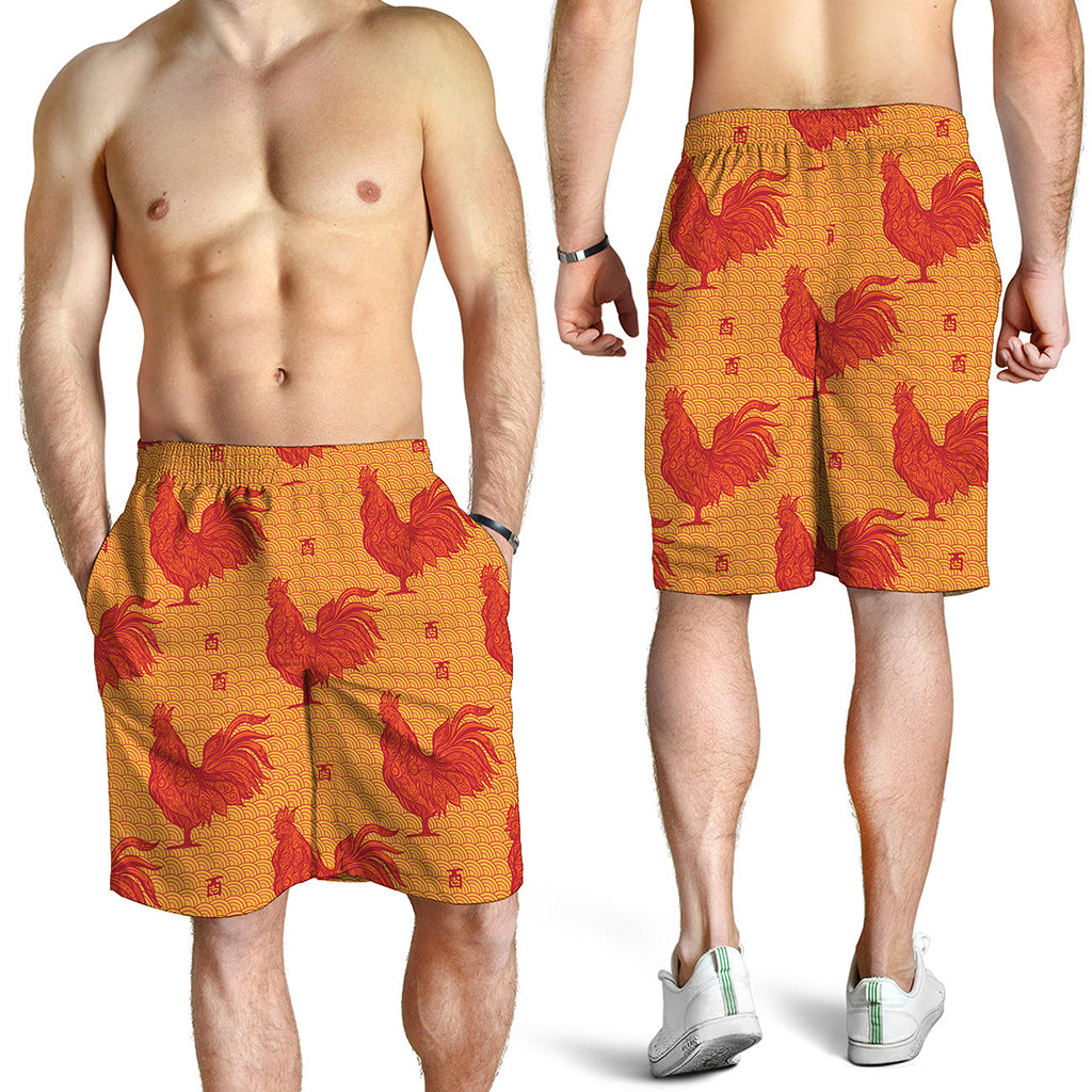 Chinese Rooster Pattern Print Men's Shorts