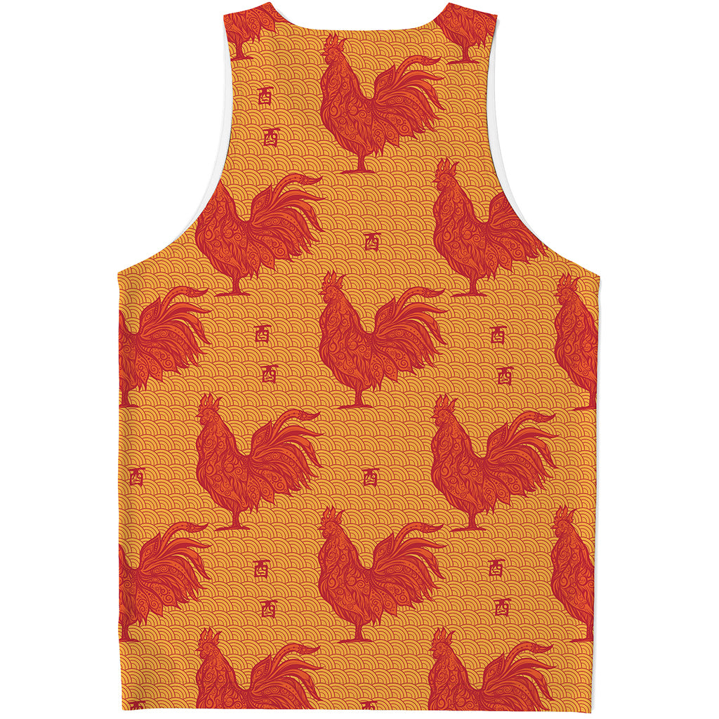 Chinese Rooster Pattern Print Men's Tank Top