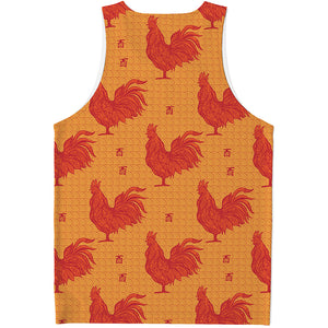 Chinese Rooster Pattern Print Men's Tank Top