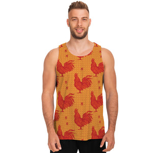 Chinese Rooster Pattern Print Men's Tank Top