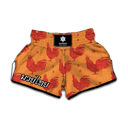 Chinese Rooster Pattern Print Muay Thai Boxing Shorts