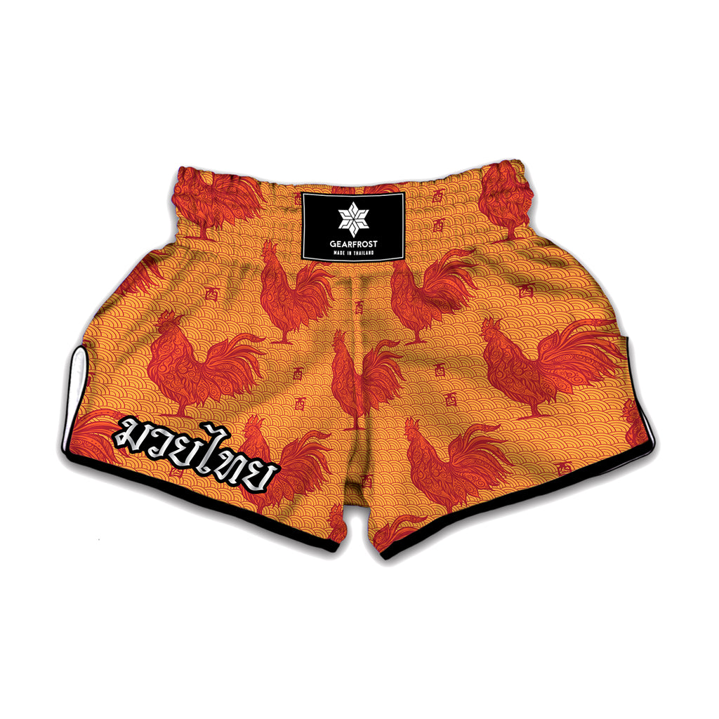 Chinese Rooster Pattern Print Muay Thai Boxing Shorts