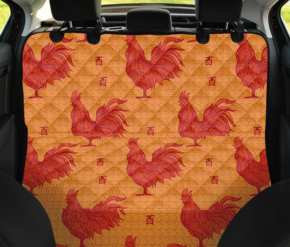 Chinese Rooster Pattern Print Pet Car Back Seat Cover
