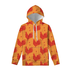 Chinese Rooster Pattern Print Pullover Hoodie