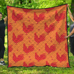 Chinese Rooster Pattern Print Quilt