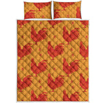 Chinese Rooster Pattern Print Quilt Bed Set
