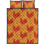 Chinese Rooster Pattern Print Quilt Bed Set