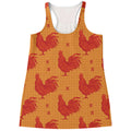 Chinese Rooster Pattern Print Women's Racerback Tank Top