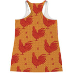 Chinese Rooster Pattern Print Women's Racerback Tank Top