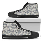 Chinese Sea Dragon Pattern Print Black High Top Shoes