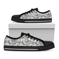 Chinese Sea Dragon Pattern Print Black Low Top Sneakers