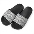 Chinese Sea Dragon Pattern Print Black Slide Sandals