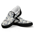 Chinese Sea Dragon Pattern Print Black Slip On Sneakers