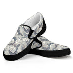 Chinese Sea Dragon Pattern Print Black Slip On Shoes