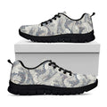 Chinese Sea Dragon Pattern Print Black Running Shoes